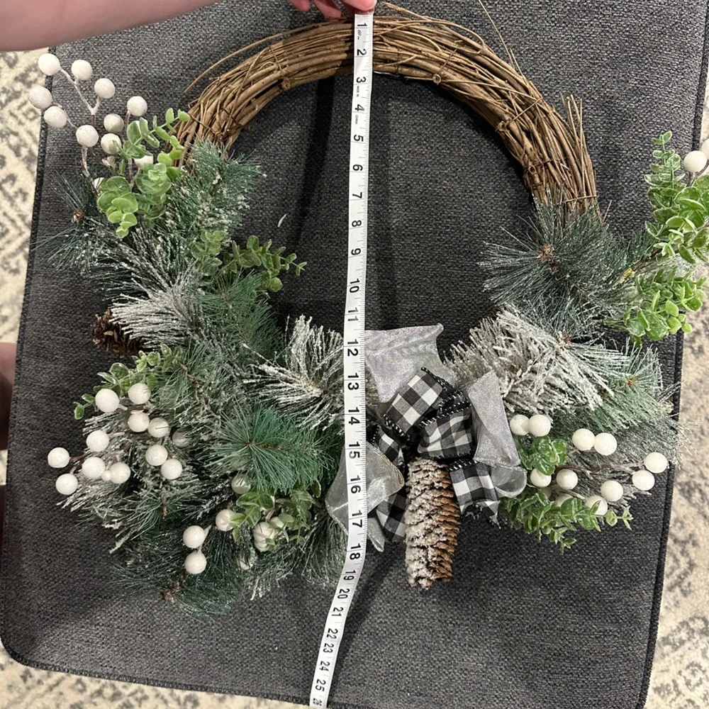 Festive Green and White Holiday Wreath